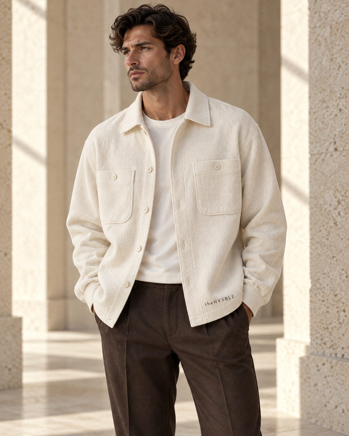 Concept preview of LAYER 004 SOFT FRAME, ivory overshirt by theNVSBLE.
