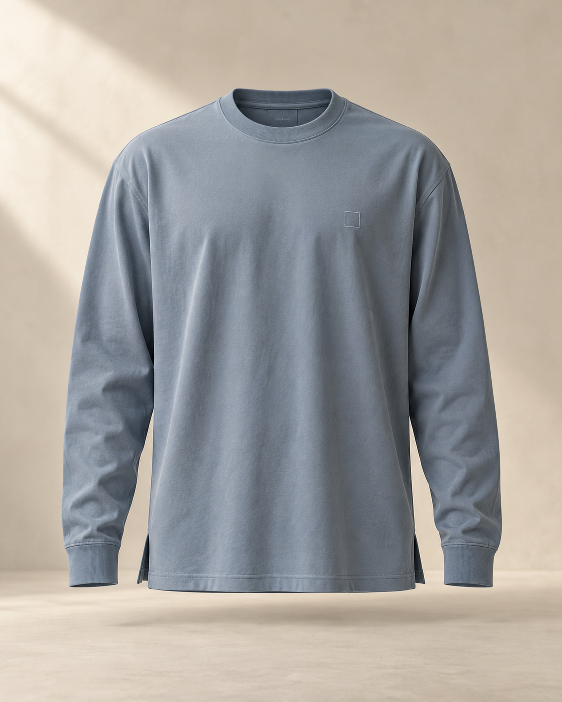 theNVSBLE LS-008 OUTLINE — Dusty blue Long Sleeve T-Shirts design preview