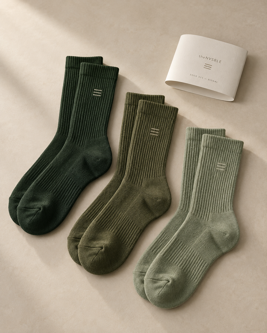theNVSBLE SOCK-005 SIGNAL — Forest, olive and sage Socks design preview