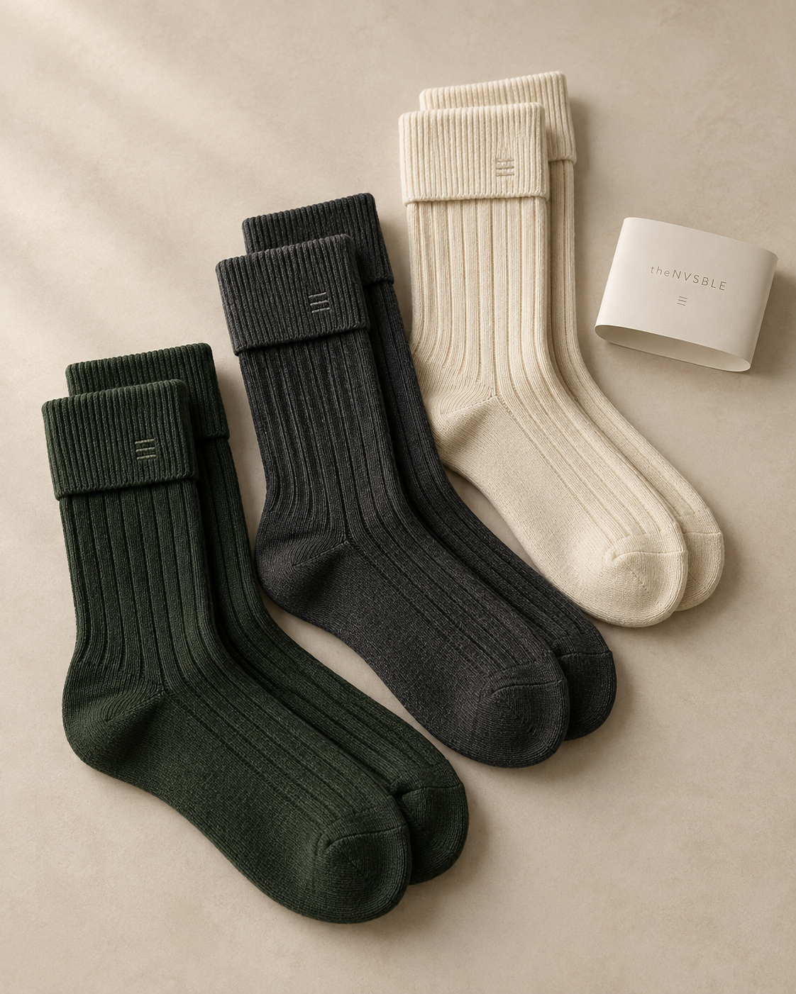 theNVSBLE SOCK-016 RIDGE — Forest, charcoal and cream Socks design preview
