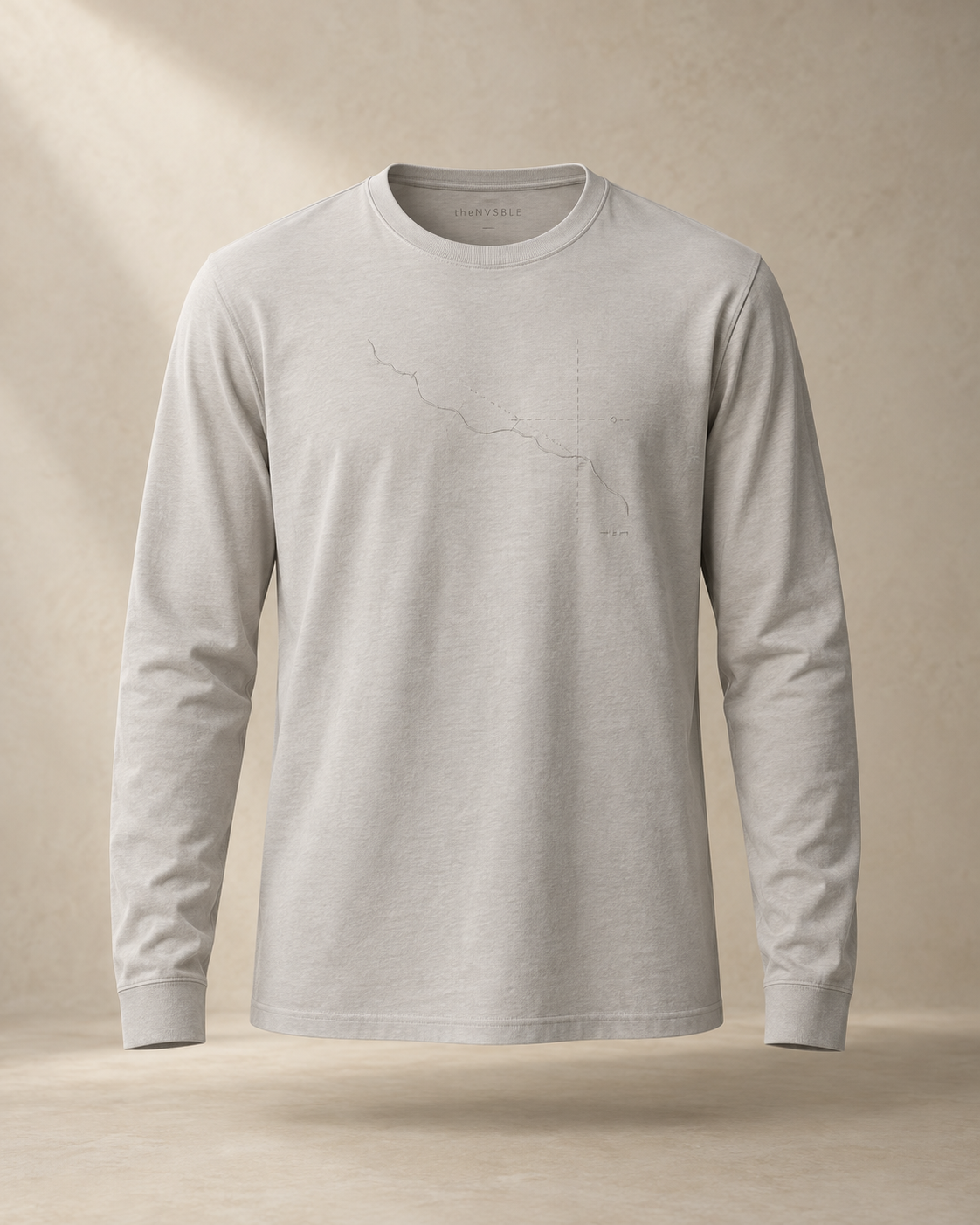 theNVSBLE LS-020 DISTANCE — Pale grey Long Sleeve T-Shirts design preview