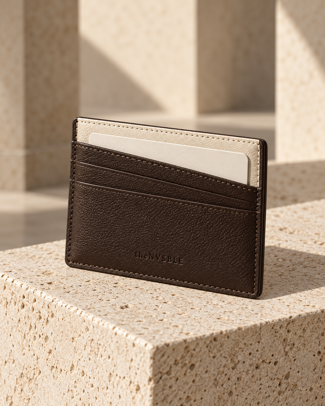 Concept preview of OBJECT 005 DIVIDE, espresso / ivory card holder by theNVSBLE.