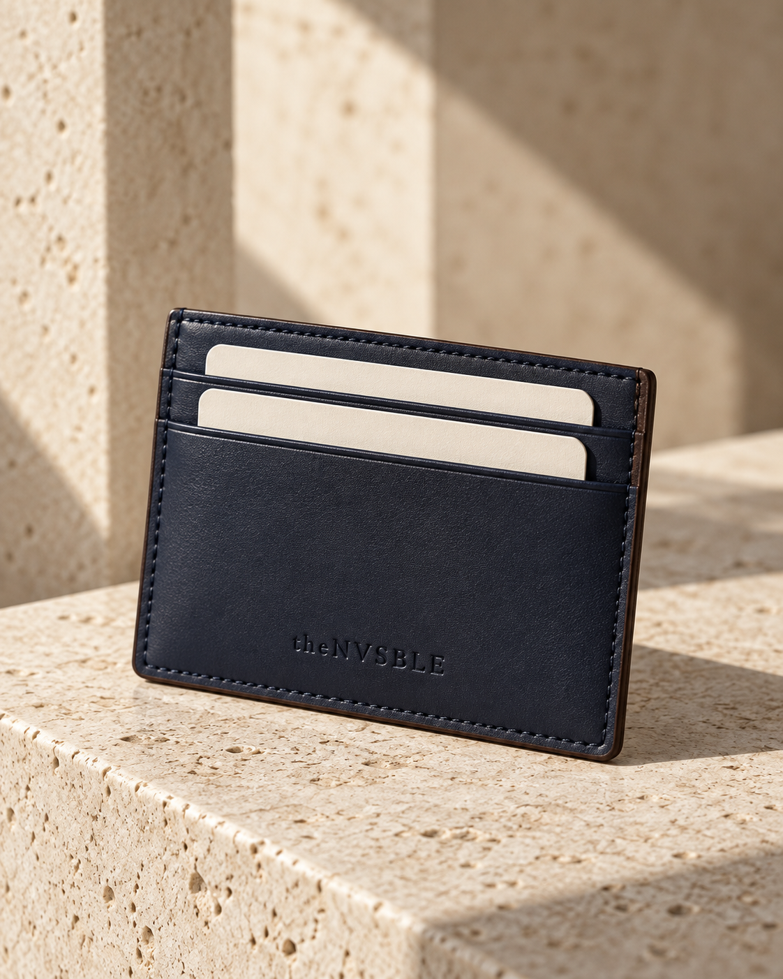 Concept preview of OBJECT 007 EDGE, midnight navy card holder by theNVSBLE.