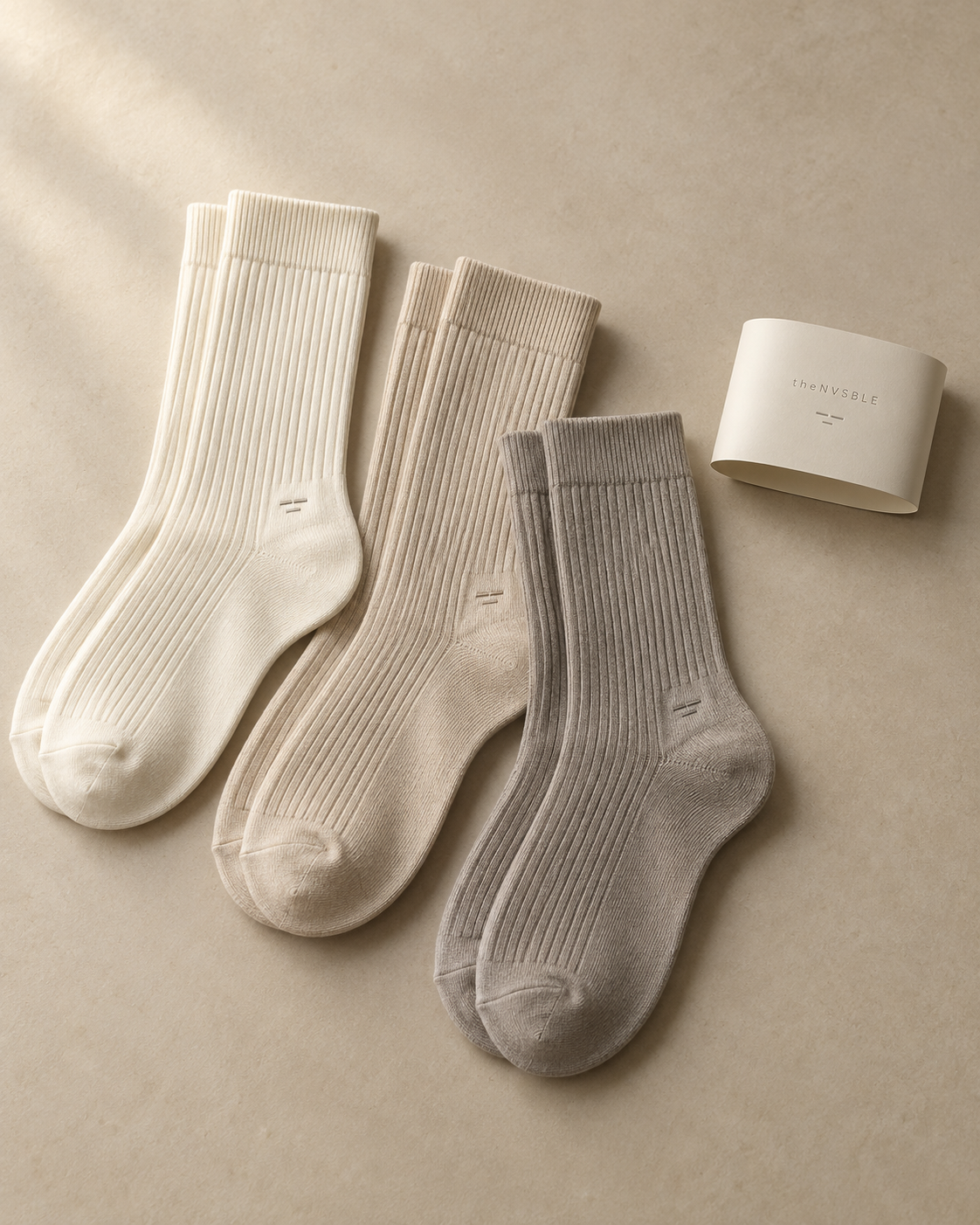 theNVSBLE SOCK-001 DAILY — Ivory, oat and stone Socks design preview