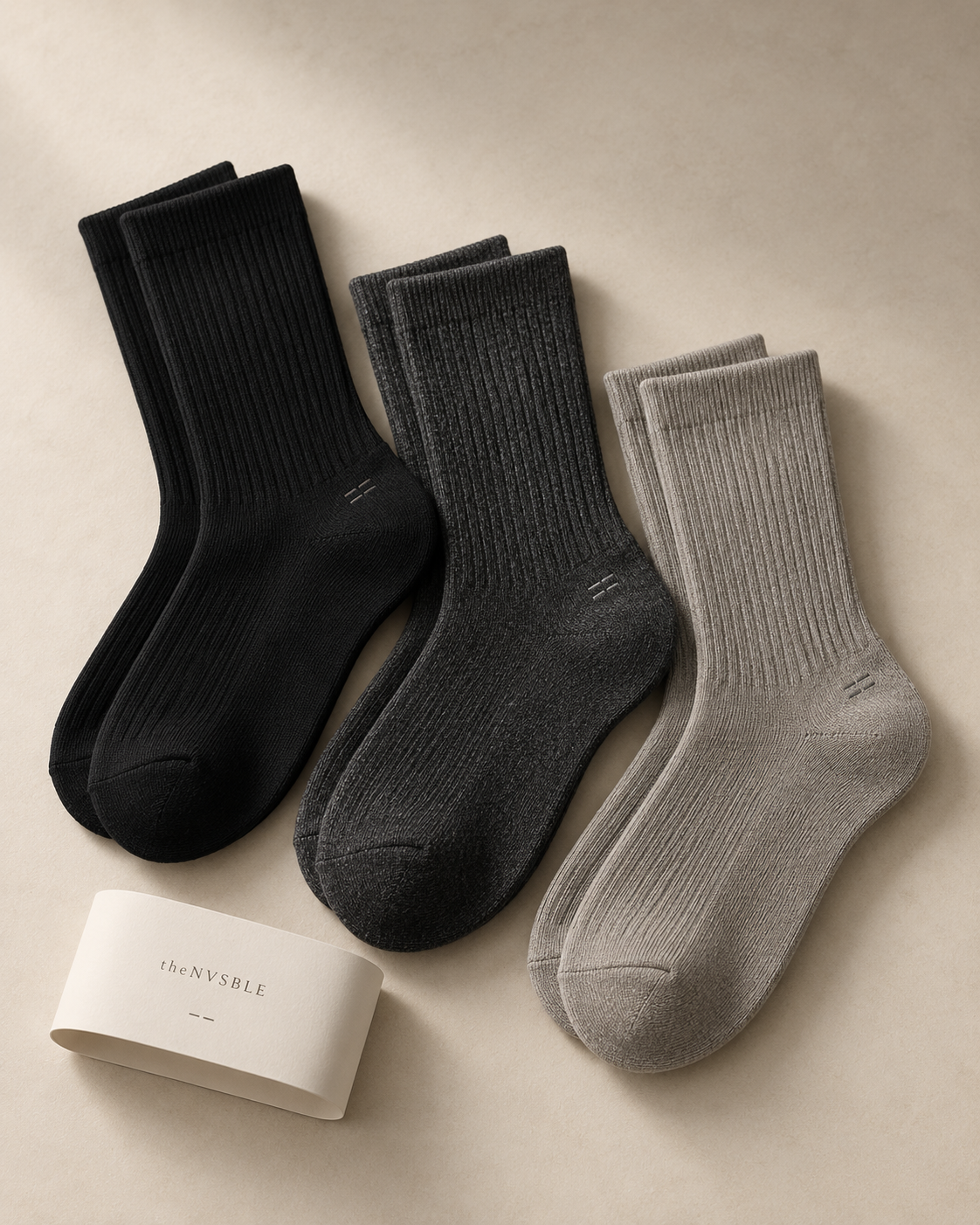 theNVSBLE SOCK-003 BASE — Black, charcoal and warm grey Socks design preview