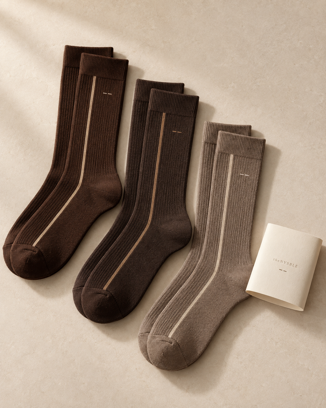 theNVSBLE SOCK-006 LINE — Chocolate, espresso and taupe Socks design preview