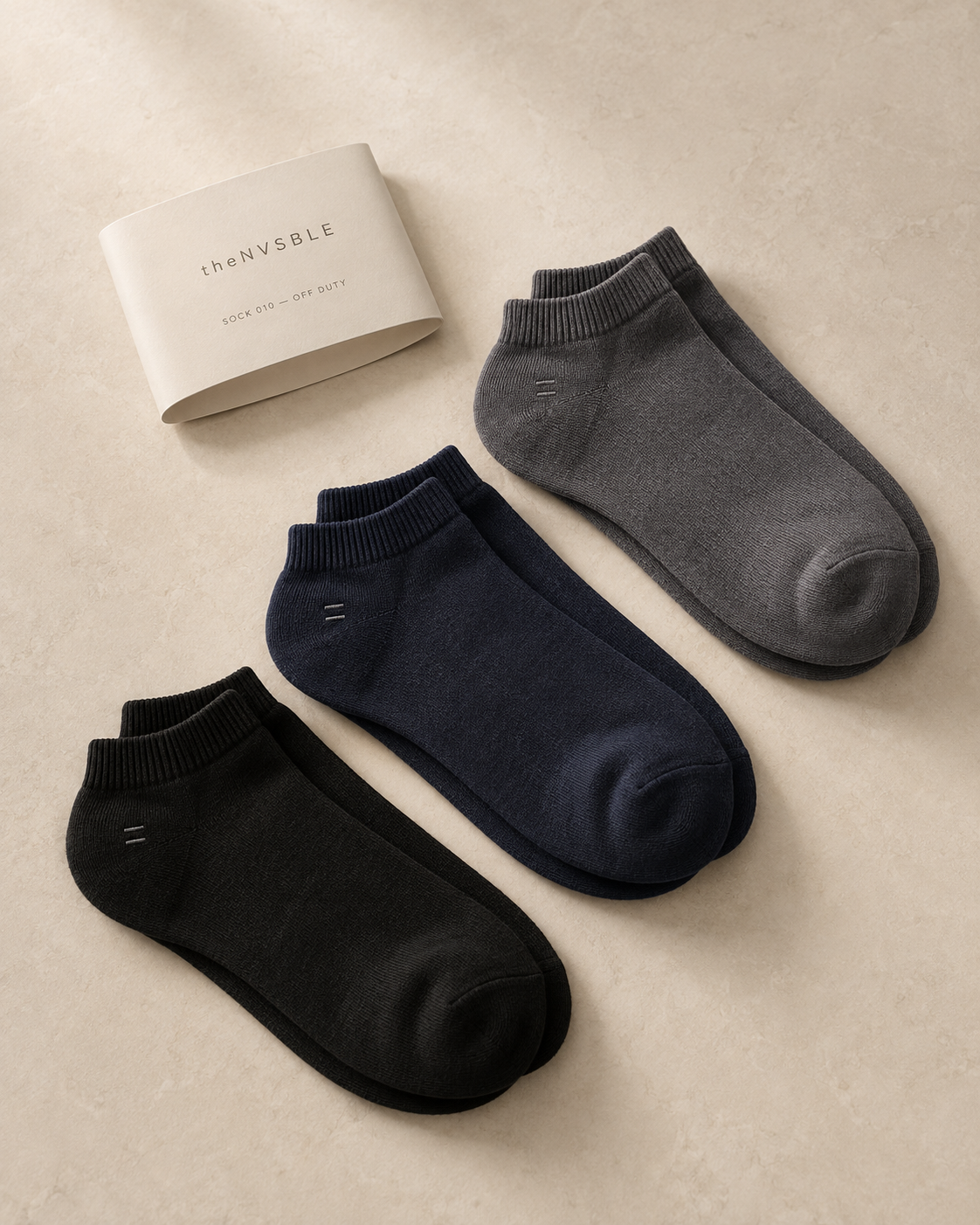 theNVSBLE SOCK-010 OFF DUTY — Slate, navy and black Socks design preview