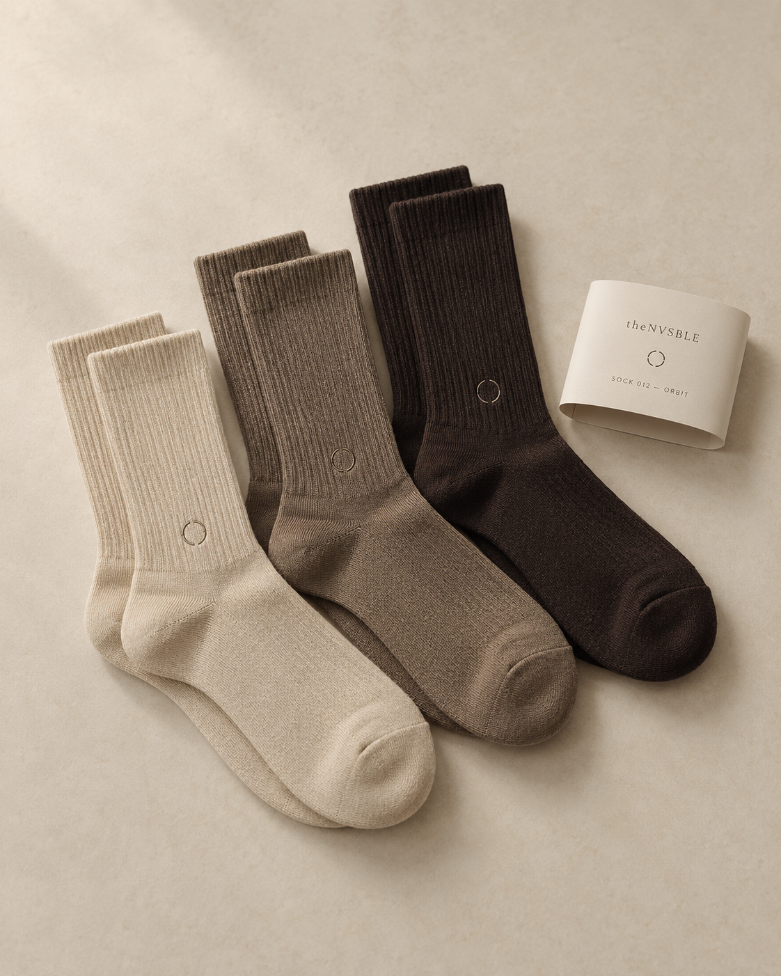 theNVSBLE SOCK-012 ORBIT — Sand, taupe and dark brown Socks design preview