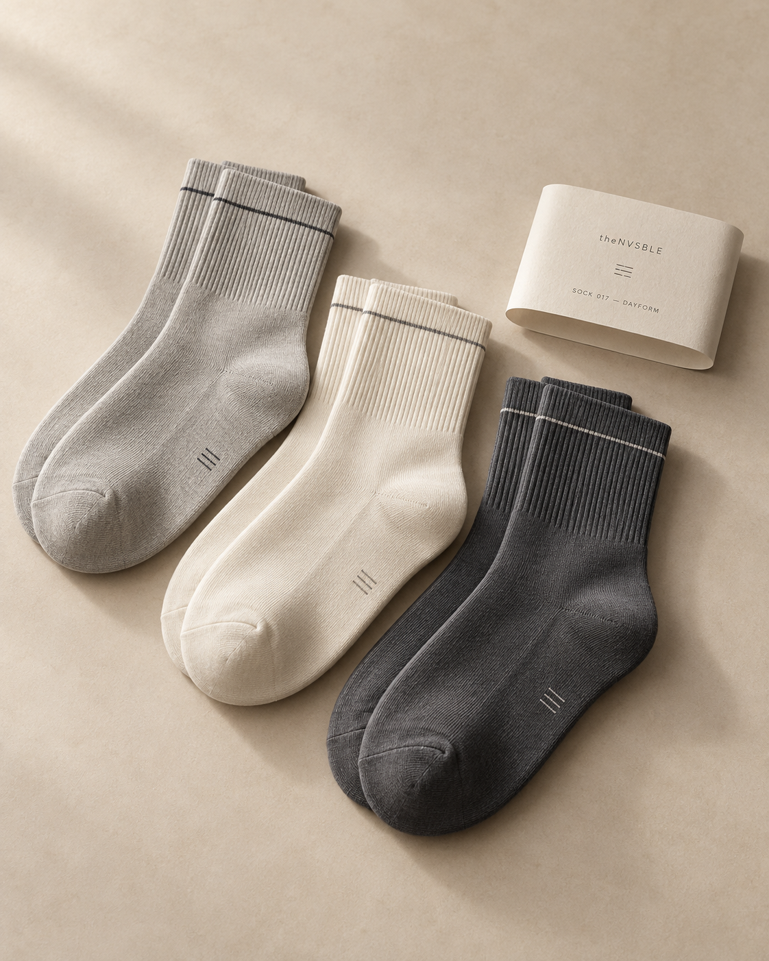 theNVSBLE SOCK-017 DAYFORM — Pale grey, ivory and slate Socks design preview