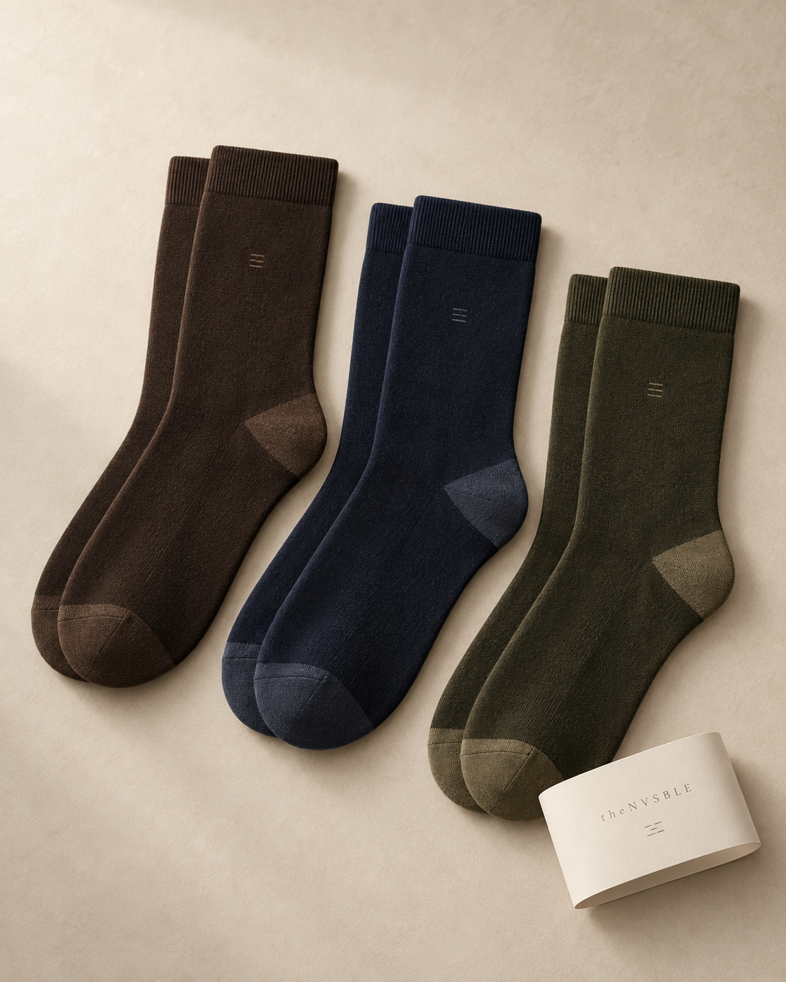 theNVSBLE SOCK-018 WEEK — Espresso, navy and olive Socks design preview